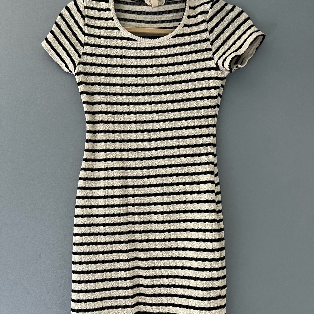 Striped Black and White Knit Dress